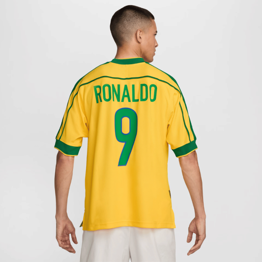Camisa Retrô Home do Brasil #9 Ronaldo 1998 Torcedor Nike Masculina - Amarela