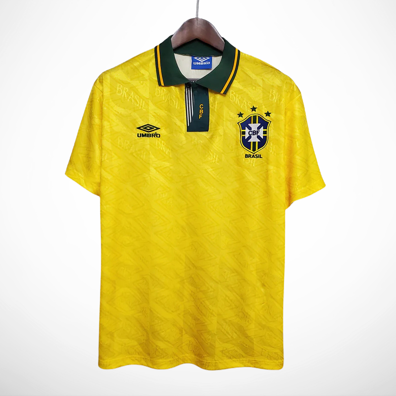 Camisa Retrô Home do Brasil 1991/92 Torcedor Umbro Masculina - Amarela