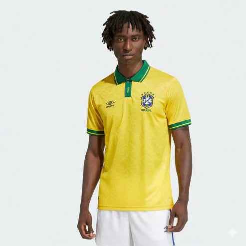 Camisa Retrô Home do Brasil 1991/92 Torcedor Umbro Masculina - Amarela